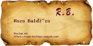 Rozs Balázs névjegykártya